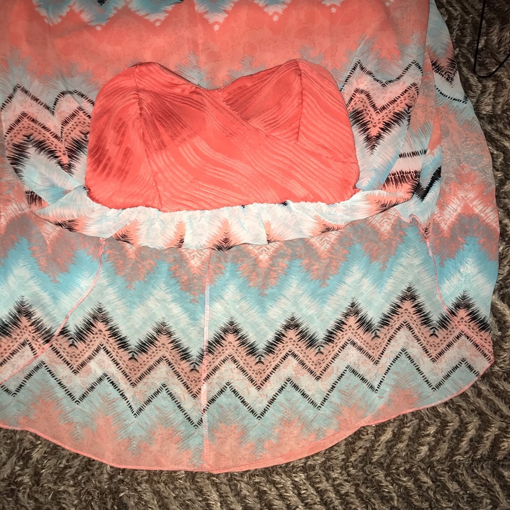 Orange&blue chevron sweetheart NOBO dress